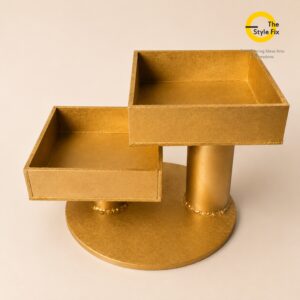 golden two tiered display stand